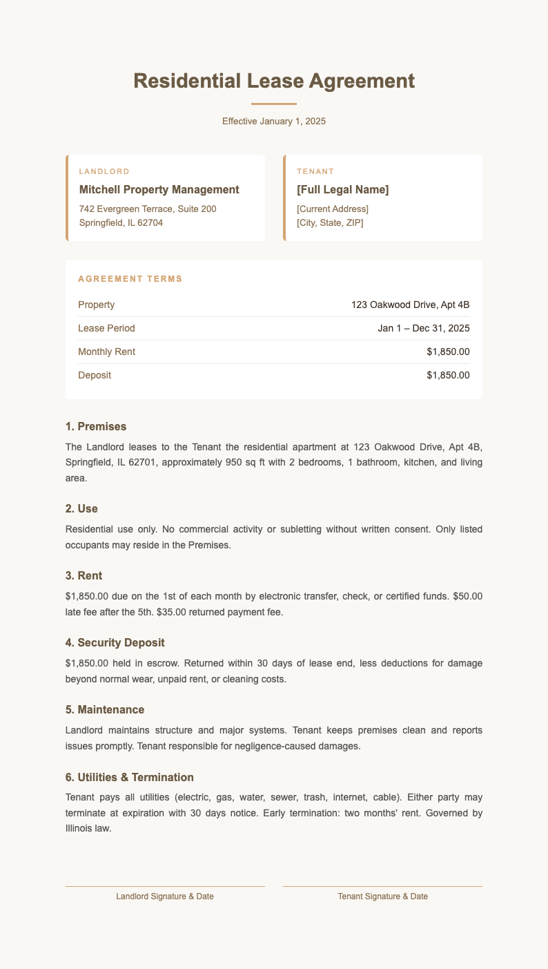 Warm organic lease agreement